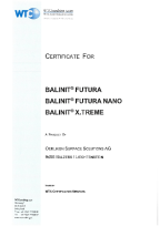 BALINIT<sup>®</sup> FUTURA, BALINIT<sup>®</sup> FUTURA NANO, BALINIT<sup>®</sup> X.TREME Certificate