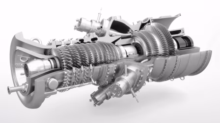 Vista de las piezas recubribles del interior de un motor a reacción