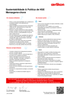 Sustentabilidade & Política de HSE: Mensagens-chave